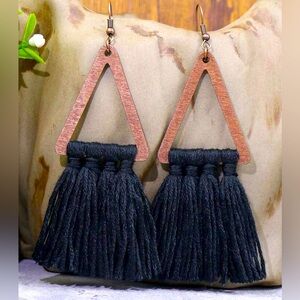 Bohemian Style Triangle Shaped Tassel Earrings